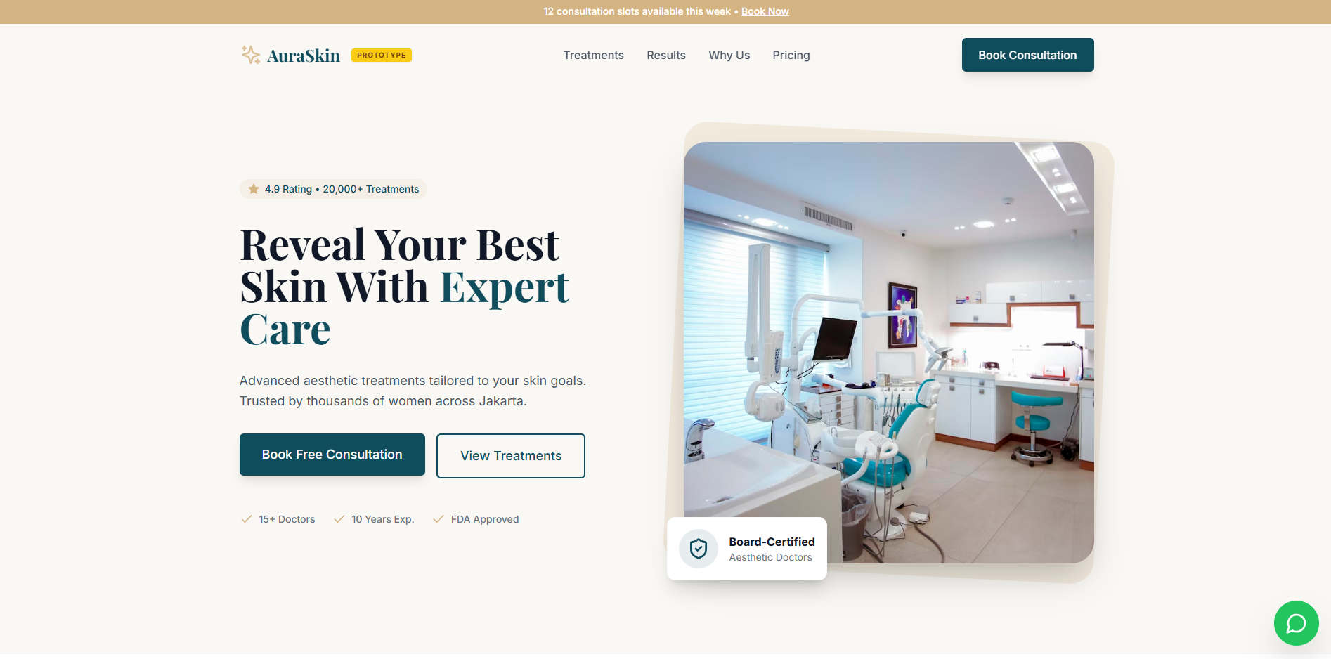 AuraSkin: Landing Page & Booking Otomatis