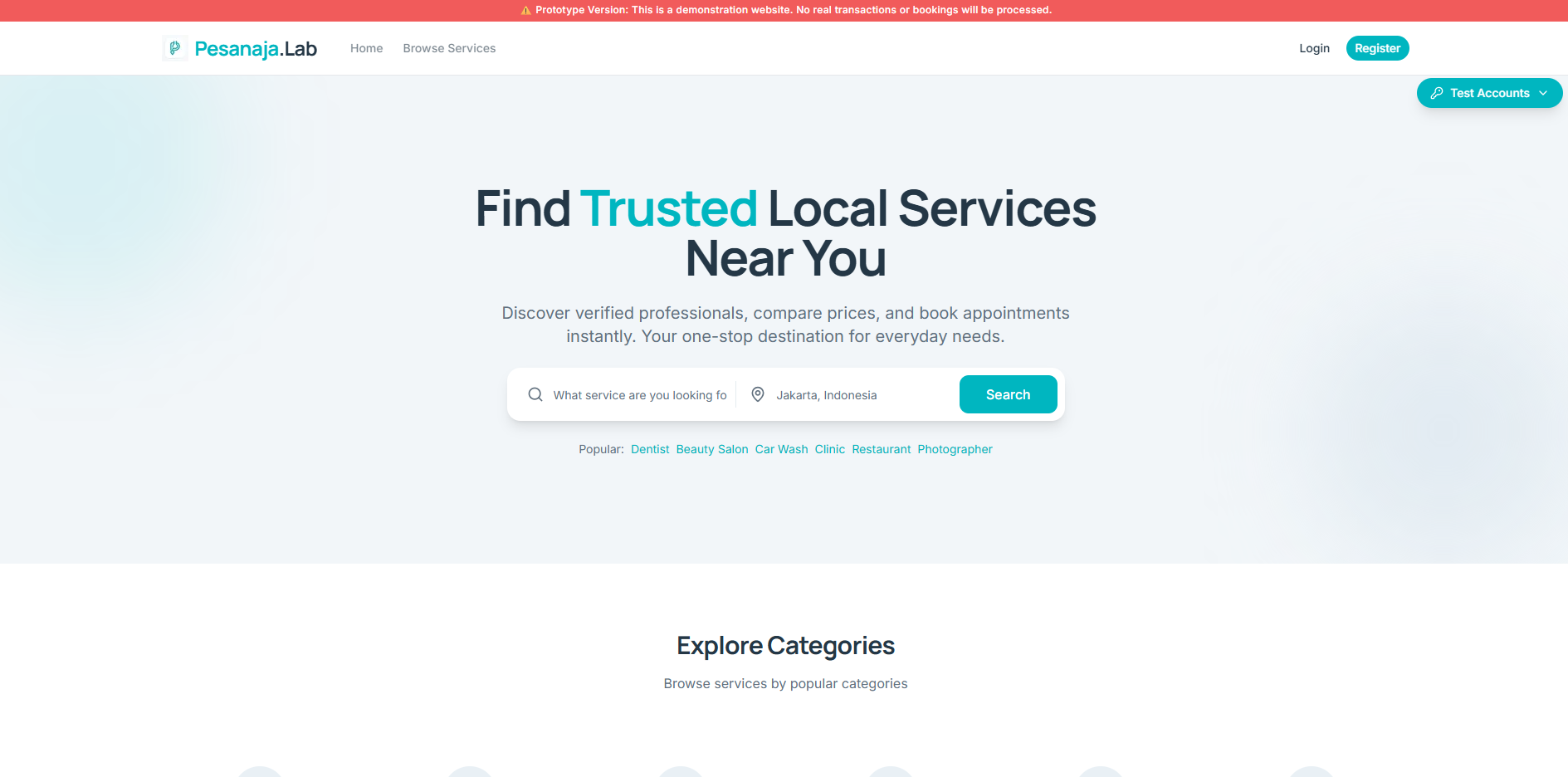 Pesanaja.Lab - Service Booking Platform